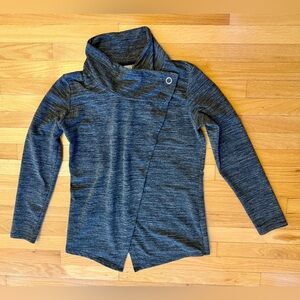 Danskin women’s funnel neck wrap jacket sweater dark grey size Large